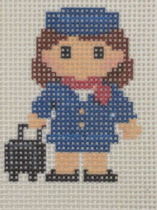 Flight Attendant Lizzy Claire - 13 mesh - 6 x 6 - Needlepoint Canvas