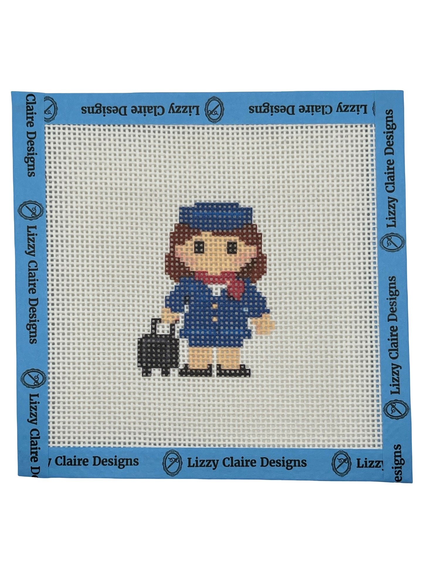 Flight Attendant Lizzy Claire - 13 mesh - 6 x 6 - Needlepoint Canvas