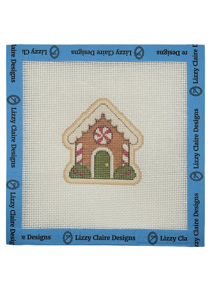 Gingerbread House - The Royal Icing Collection - 18 mesh - 6 x 6 - Needlepoint Canvas - Lizzy Claire Designs
