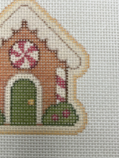 Gingerbread House - The Royal Icing Collection - 18 mesh - 6 x 6 - Needlepoint Canvas - Lizzy Claire Designs