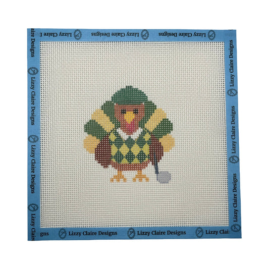 Golfer Turkey - 13 mesh - 8 x 8 - Needlepoint Canvas