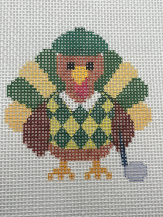Golfer Turkey - 13 mesh - 8 x 8 - Needlepoint Canvas