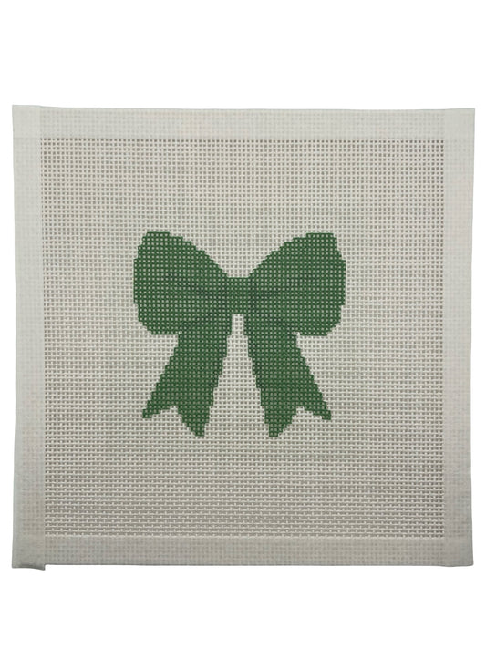 Green Simple Bow - 13 mesh - 8 x 8 -  Needlepoint Canvas
