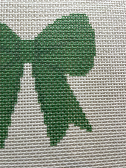Green Simple Bow - 13 mesh - 8 x 8 -  Needlepoint Canvas