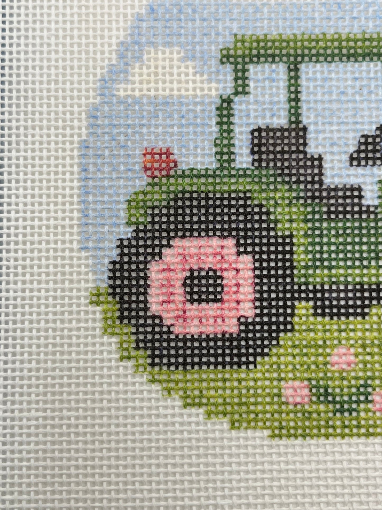 Green Tractor - Happy Farm Collection - 4 inch Round - 18 mesh - 6 x 6 - Needlepoint Canvas