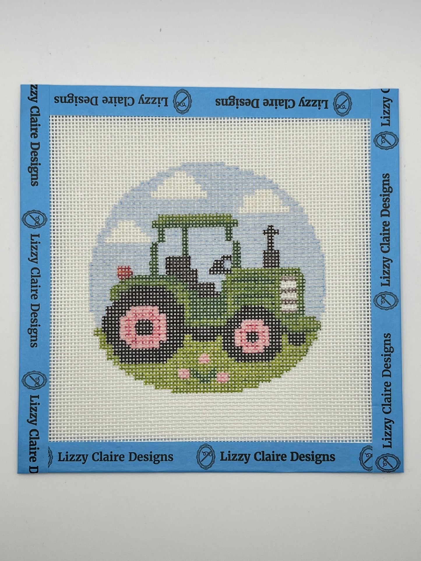 Green Tractor - Happy Farm Collection - 4 inch Round - 18 mesh - 6 x 6 - Needlepoint Canvas