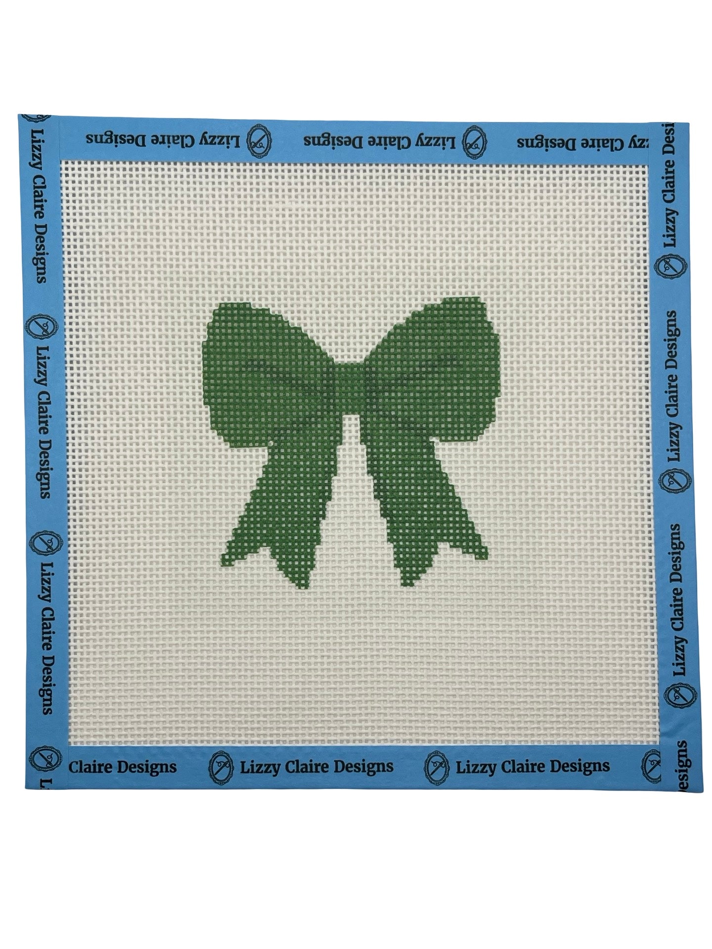 Green Simple Bow - 13 mesh - 8 x 8 -  Needlepoint Canvas