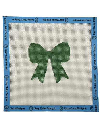 Green Simple Bow - 13 mesh - 8 x 8 -  Needlepoint Canvas