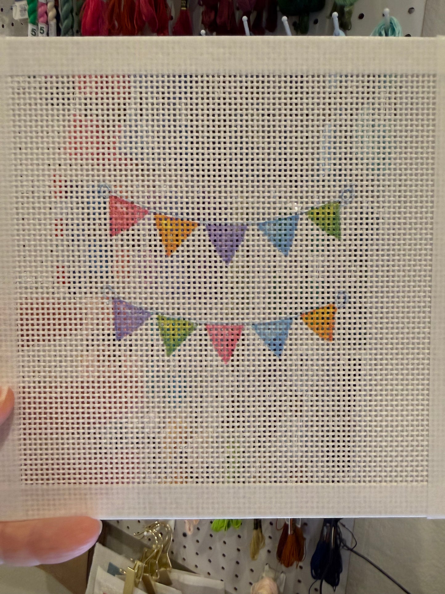 Happy Birthday Banner - 13 mesh - 7 x 7 - Needlepoint Canvas