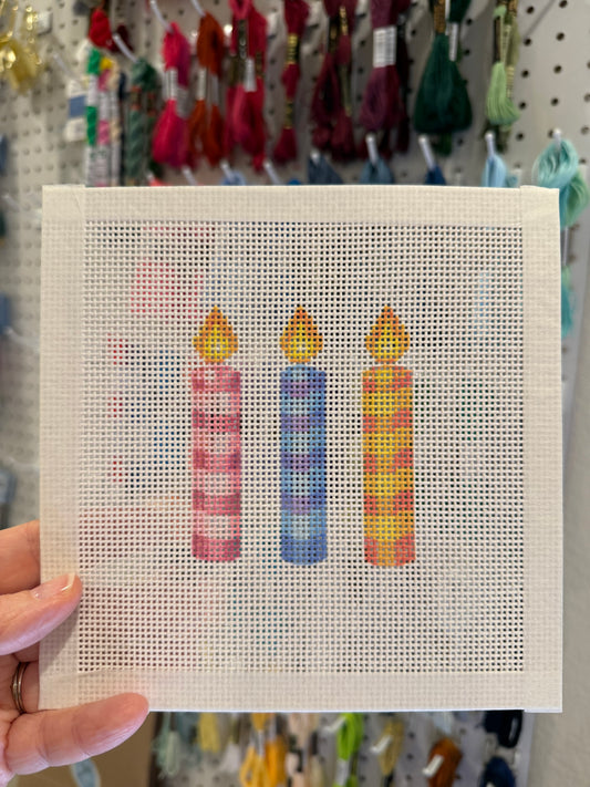 Happy Birthday Candles - 13 mesh - 7 x 7 - Needlepoint Canvas