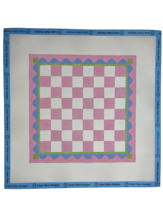 Hand Painted Chess Board - 13 mesh - 13.25 x 13.25 - Needlepoint Canvas - Lizzy Claire Designs
