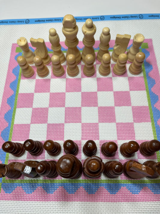 Hand Painted Chess Board - 13 mesh - 13.25 x 13.25 - Needlepoint Canvas - Lizzy Claire Designs