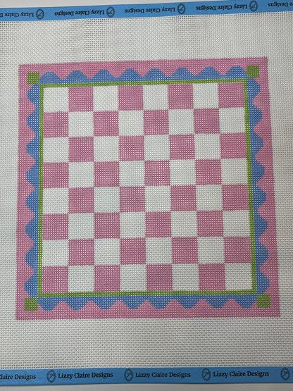 Hand Painted Chess Board - 13 mesh - 13.25 x 13.25 - Needlepoint Canvas - Lizzy Claire Designs