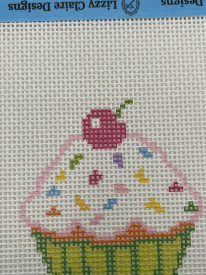 Happy Birthday Cupcake - 13 mesh - 7 x 7 - Needlepoint Canvas