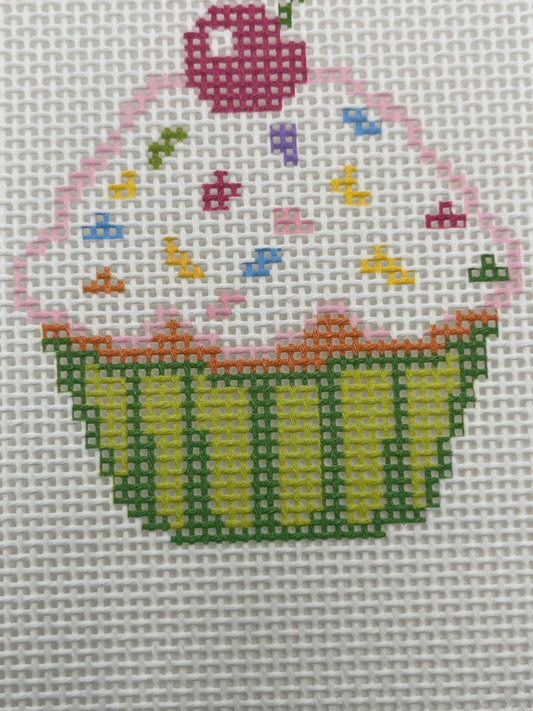 Happy Birthday Cupcake - 13 mesh - 7 x 7 - Needlepoint Canvas
