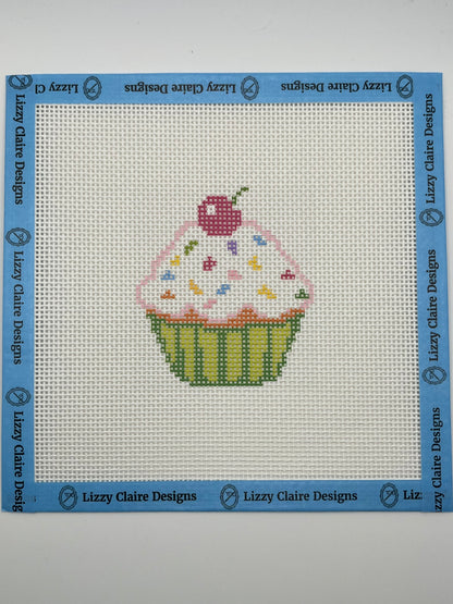 Happy Birthday Cupcake - 13 mesh - 7 x 7 - Needlepoint Canvas