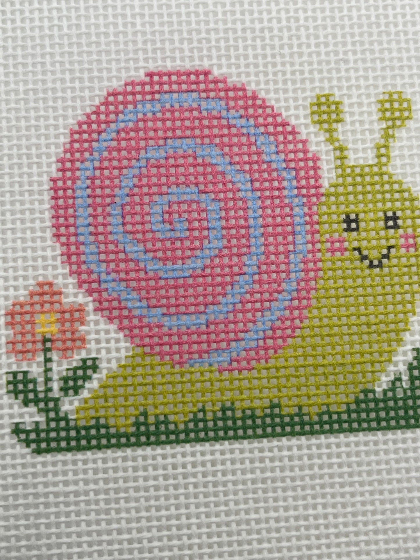 Happy Snail - 18 mesh - 6 x 6 - Needlepoint Canvas