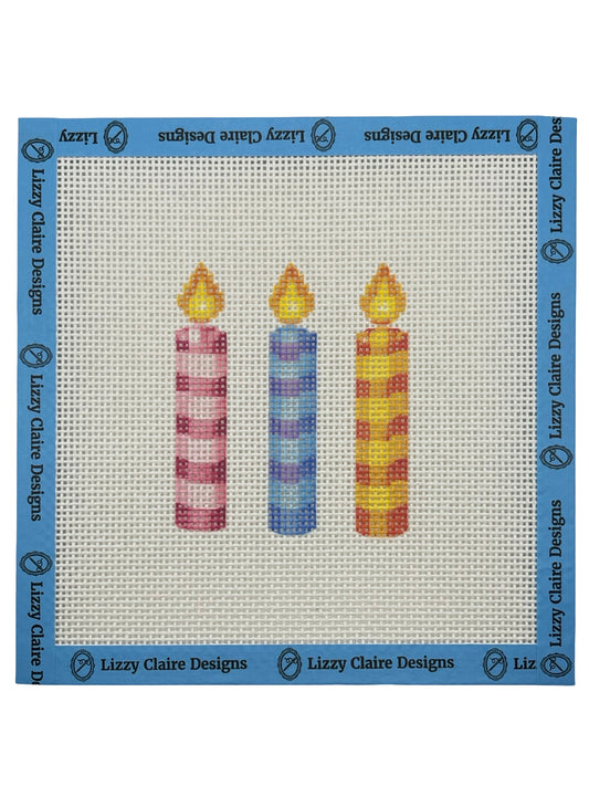 Happy Birthday Candles - 13 mesh - 7 x 7 - Needlepoint Canvas