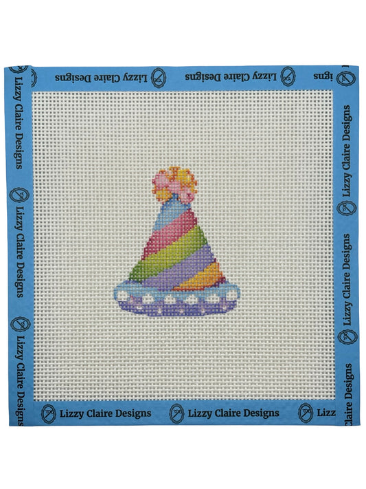 Happy Birthday Party Hat - 13 mesh - 7 x 7 - Needlepoint Canvas