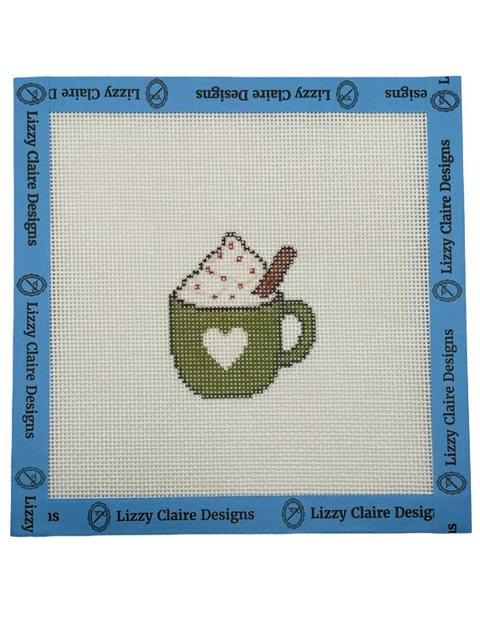 Heart Mug with Cocoa - 18 mesh - 6 x 6 - Needlepoint Canvas