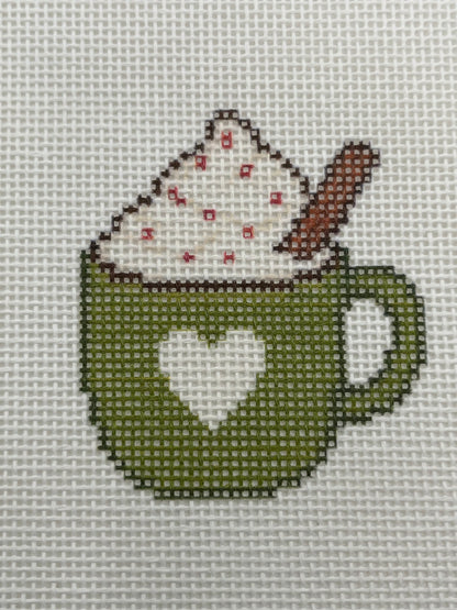 Heart Mug with Cocoa - 18 mesh - 6 x 6 - Needlepoint Canvas