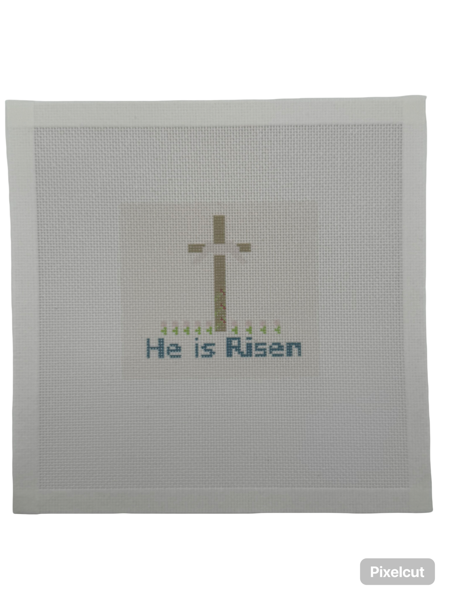He is Risen Easter Cross - 18 mesh - 8 x 8 - Needlepoint Canvas