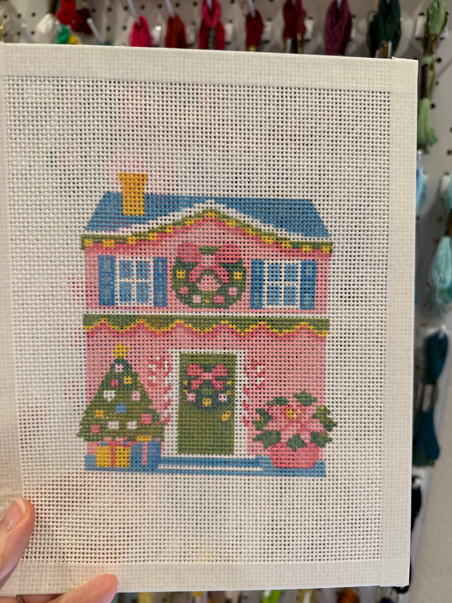 Lizzy Claire's Happy Neighborhood House - 13 mesh - 8 x 10 -  Needlepoint Canvas