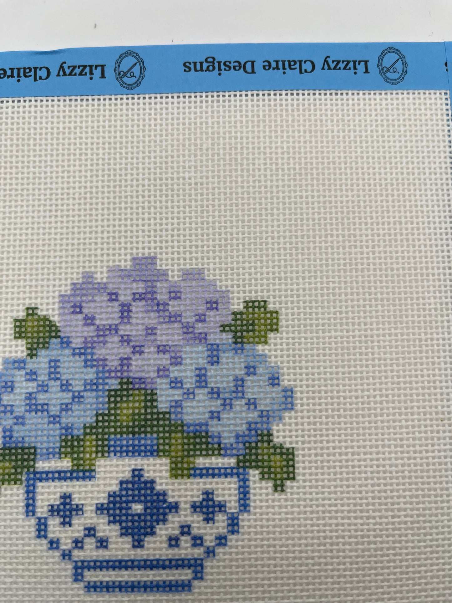 Hydrangeas in a Ginger Jar - 18 mesh - 7 x 7 - Needlepoint Canvas