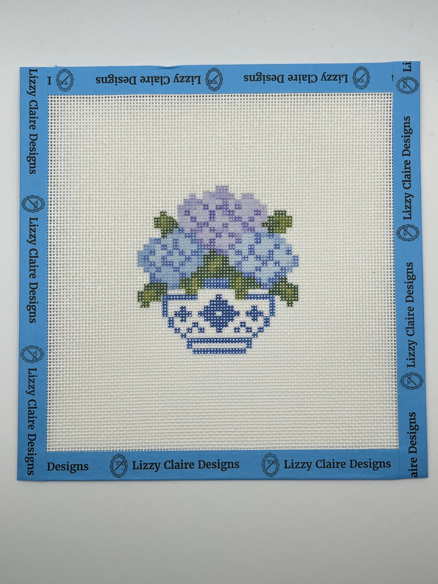 Hydrangeas in a Ginger Jar - 18 mesh - 7 x 7 - Needlepoint Canvas