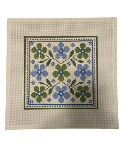 Lizzy Claire Blue and Green Scarf - 13 mesh - 12 x 12 - Needlepoint Canvas