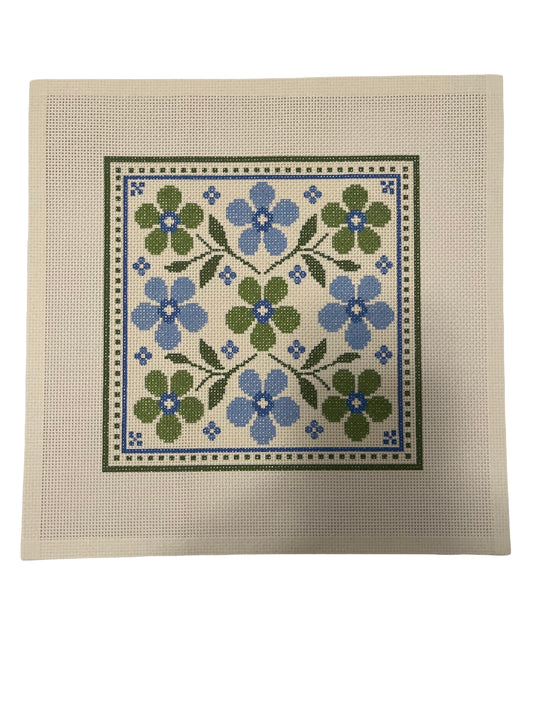 Lizzy Claire Blue and Green Scarf - 13 mesh - 12 x 12 - Needlepoint Canvas