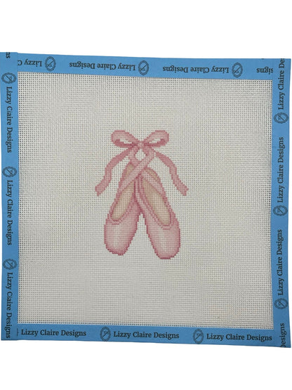 Pink Ballet Point Shoes - 18 mesh - 8 x 8 - Needlepoint Canvas