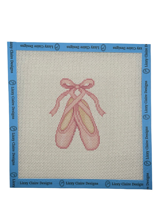 Pink Ballet Shoes - 13 mesh - 8 x 8 - Needlepoint Canvas