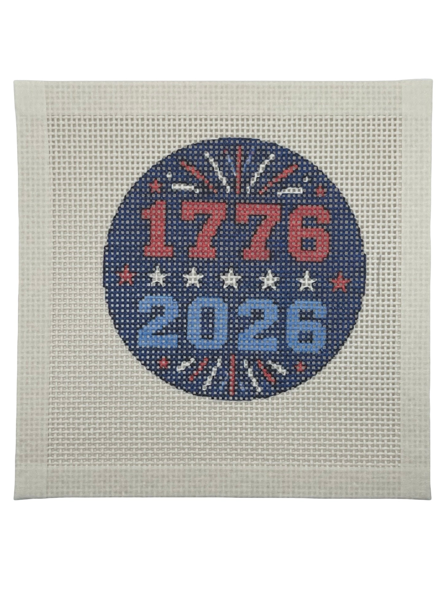 1776–2026 Patriotic - 13 mesh - 4 inch Round - 6 x 6 - Needlepoint Canvas