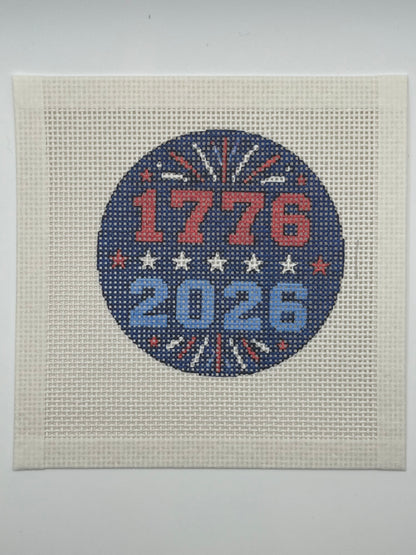 1776–2026 Patriotic - 13 mesh - 4 inch Round - 6 x 6 - Needlepoint Canvas