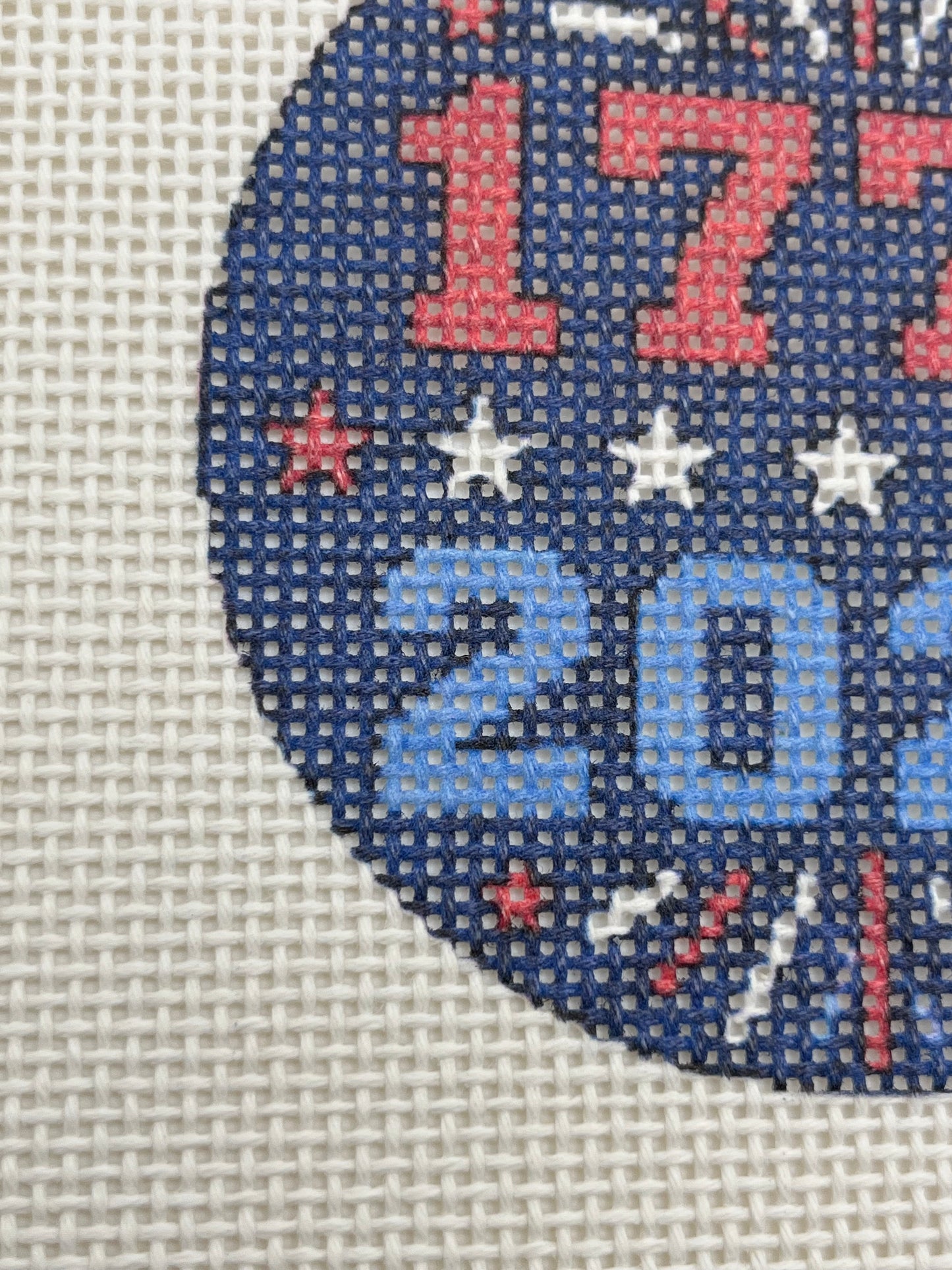 1776–2026 Patriotic - 13 mesh - 4 inch Round - 6 x 6 - Needlepoint Canvas