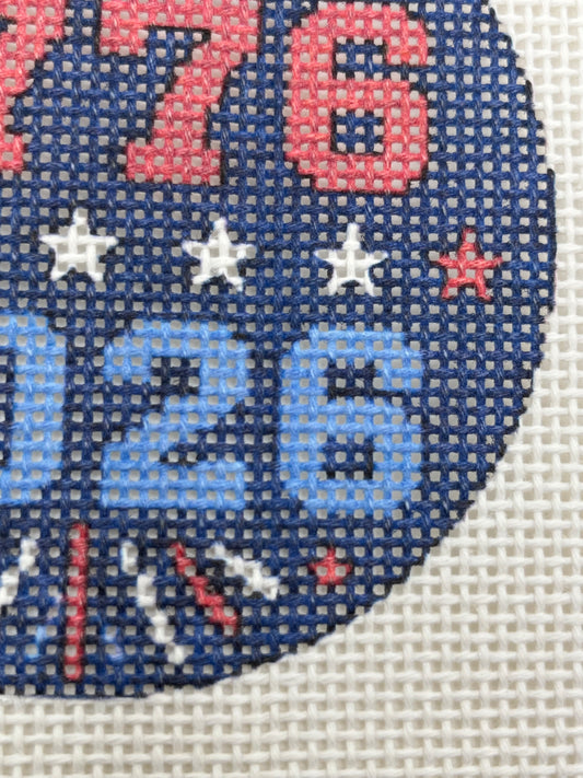 1776–2026 Patriotic - 13 mesh - 4 inch Round - 6 x 6 - Needlepoint Canvas