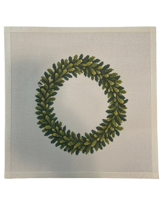Boxwood Wreath - 13 mesh - 12 x 12 - Needlepoint Canvas