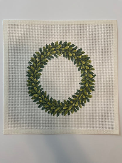 Boxwood Wreath - 13 mesh - 12 x 12 - Needlepoint Canvas