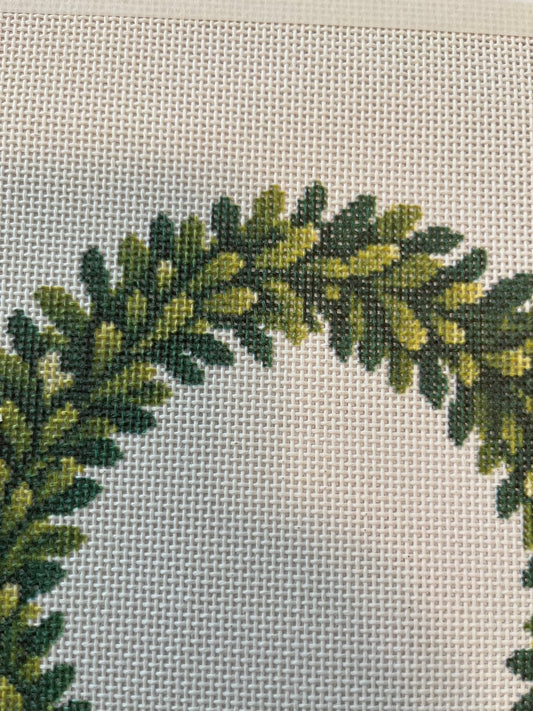 Boxwood Wreath - 13 mesh - 12 x 12 - Needlepoint Canvas