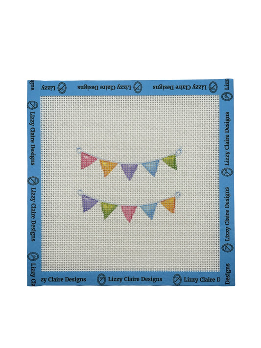 Happy Birthday Banner - 13 mesh - 7 x 7 - Needlepoint Canvas
