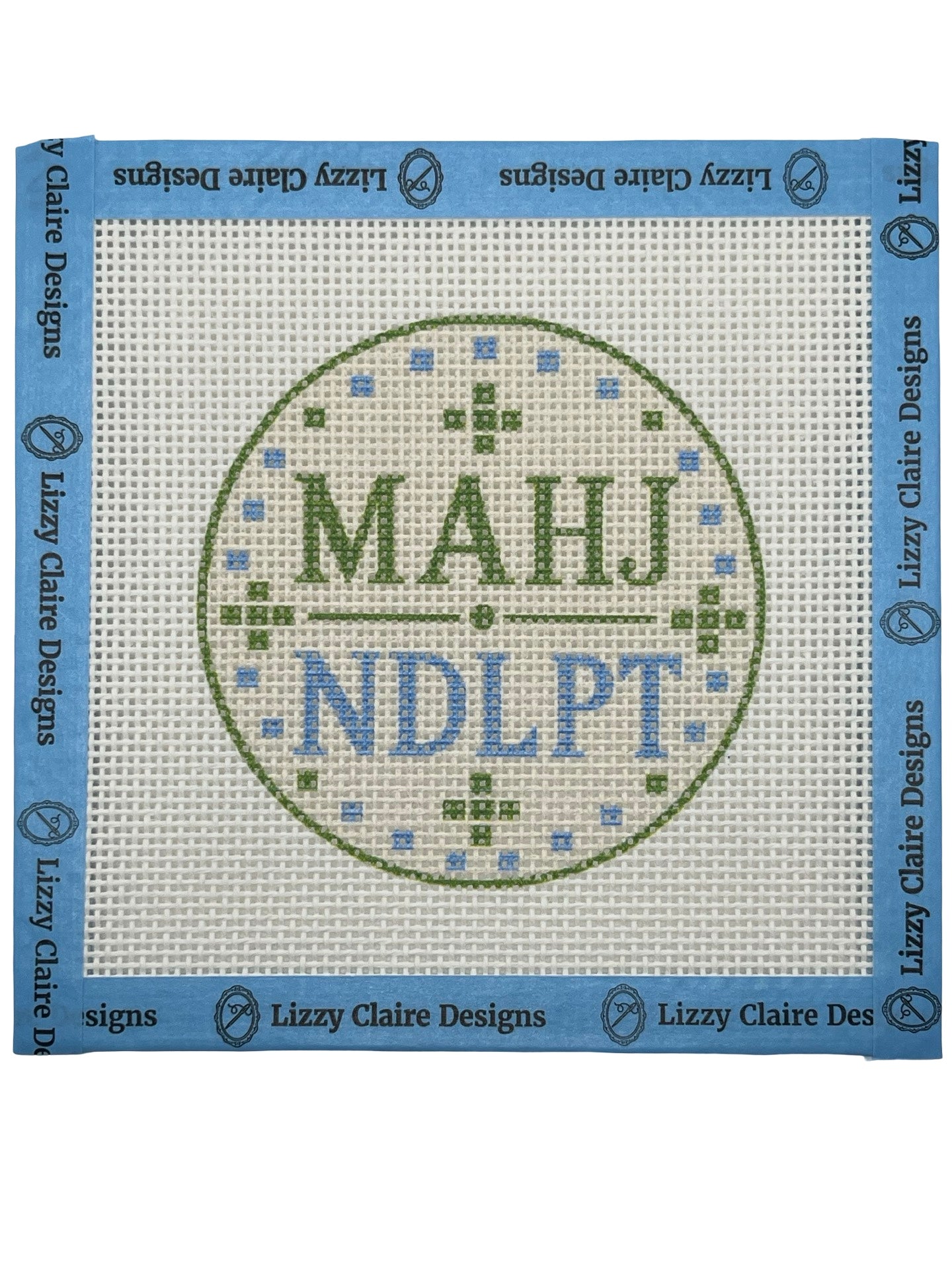 MAHJ/NDLPT (Green) - 13 mesh - 4 inch Round - 6 x 6 - Needlepoint Canvas