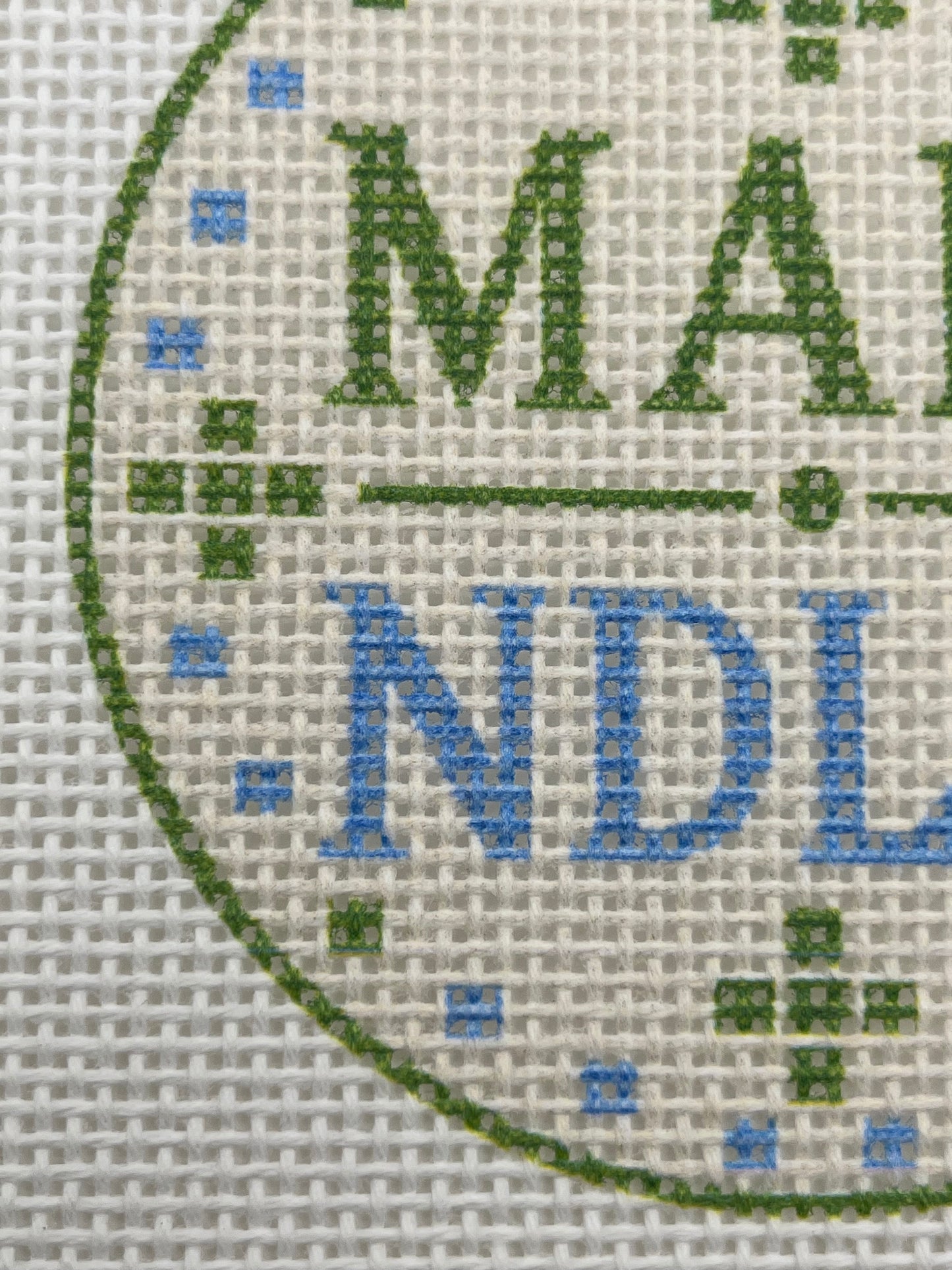 MAHJ/NDLPT (Green) - 13 mesh - 4 inch Round - 6 x 6 - Needlepoint Canvas