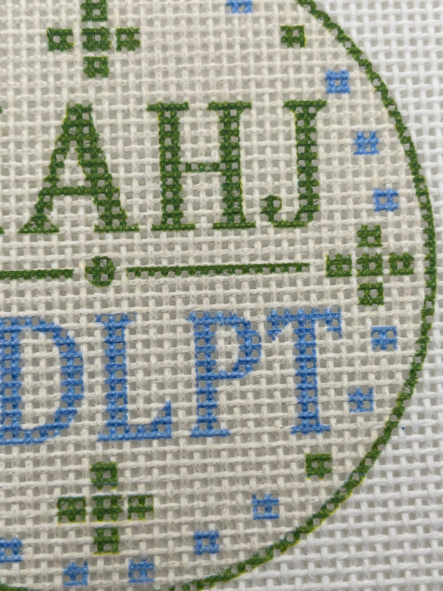 MAHJ/NDLPT (Green) - 13 mesh - 4 inch Round - 6 x 6 - Needlepoint Canvas