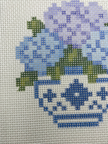 Hydrangeas in a Ginger Jar - 13 mesh - 8 x 10 - Needlepoint Canvas