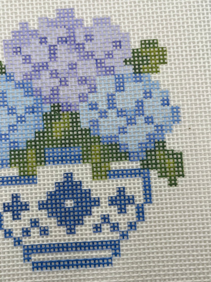 Hydrangeas in a Ginger Jar - 13 mesh - 8 x 10 - Needlepoint Canvas