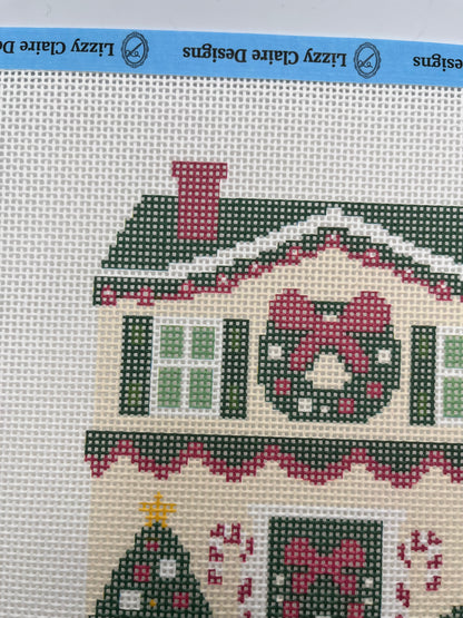 Lizzy Claire's Happy Neighborhood Christmas House - 13 mesh - 10 x 10 -  Needlepoint Canvas