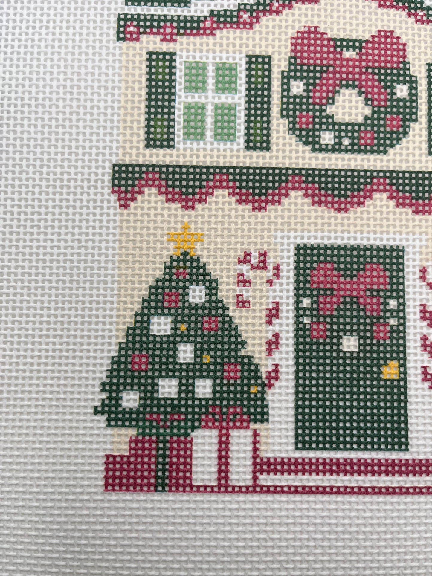 Lizzy Claire's Happy Neighborhood Christmas House - 13 mesh - 10 x 10 -  Needlepoint Canvas