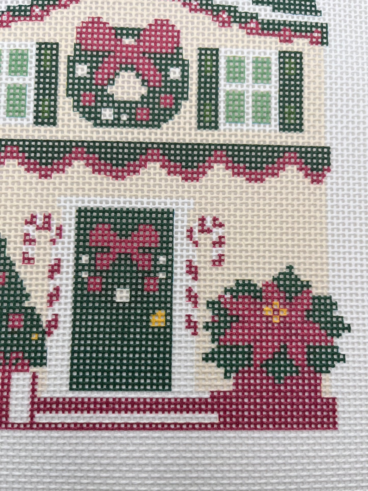 Lizzy Claire's Happy Neighborhood Christmas House - 13 mesh - 10 x 10 -  Needlepoint Canvas