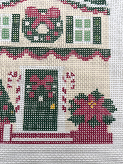 Lizzy Claire's Happy Neighborhood Christmas House - 13 mesh - 10 x 10 -  Needlepoint Canvas